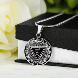 Personalized Chakra Vishuddha Necklace, Engraved Throat Chakra Necklace, Personalized Yoga Gifts, Engraved Necklace