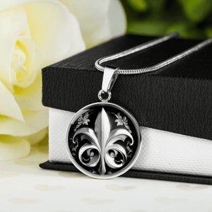Personalized Fleur De Lis Necklace, Engraved Fleur De Lis Jewelry, Flower Necklace, saint nicholas