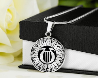 Collar Apolo personalizado, collar de mitología griega grabado, collar griego personalizado, regalos de joyería de mitología, etiqueta de perro