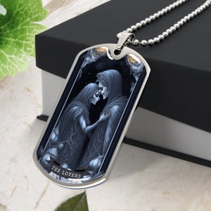 Personalisierte Die Liebende Tarot Karte Halskette, gravierte Tarot Karte Halskette, Tarot Karte Halskette Silber, Unisex Tarot Schmuck