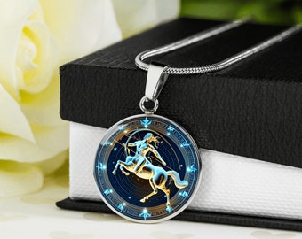SAGITTARIUS NECKLACE, Sagittarius Pendant, Zodiac Jewelry,Astrology Necklace Birthday GiftBox For Sagittarius Engraved Personalized Necklace