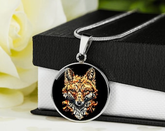 FOX KETTING, Fox Sieraden, Fox Hanger, Goodluck Ketting, Spirituele Ketting, Dierenketting Gegraveerde gepersonaliseerde ketting