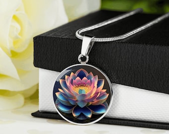 LOTUS NECKLACE, lotus jewelry, lotus pendant, flower necklace, flower jewelry, lotus flower, custom, engraved necklace, personalized