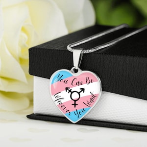 Personalized Transgender Necklace, Engraved Transgender Jewelry , Personalized Gifts For Trans, Engraved Heart Pendant Necklace