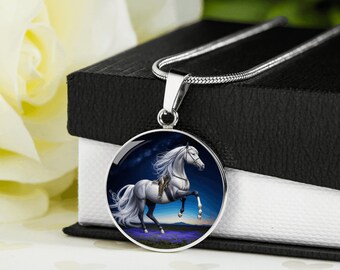 Personalized HORSE NECKLACE, Engraved Necklace, Horse Jewelry Gift For Horse Riders and Horse Lovers