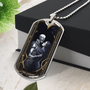 Personalisierte The Lovers Tarot-Karten-Halskette, gravierte Tarot-Karten-Halskette, Tarot-Karten-Halskette Silber, Unisex-Tarot-Schmuck