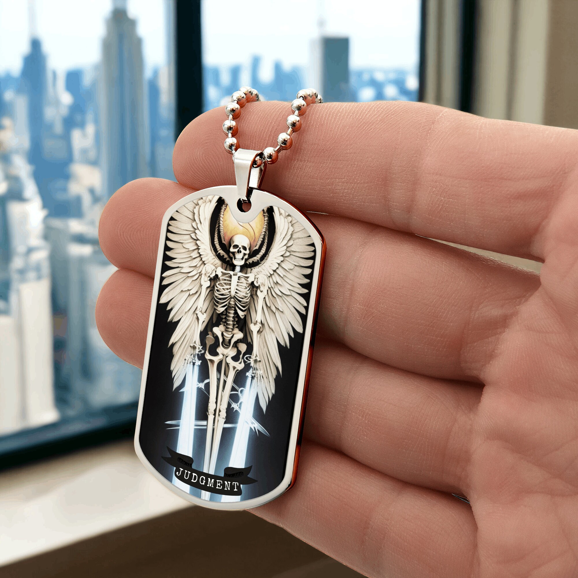Judgment Card Custom Personalized Judgment Tarot Card Necklace, Engraved Tarot Card Necklace ...