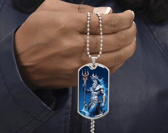 Chengxun Collier Poséidon Mythologie Grecque - Pendentif Acier Inoxydable Homme Femme Symbole Protection