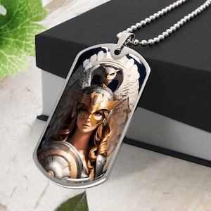 Personalized  Athena Pendant, Engraved Athena necklace , Ancient Greek Jewelry Personalized Gifts, Engraved Dog Tag