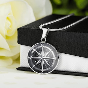 Personalized Compass Necklace, Engraved Compass Pendant, Personalized Gifts, Nautical necklace, Journey Necklace Engraved Pendant