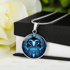 ARIES NECKLACE, Aries Jewelry, Aries Pendant, Zodiac Jewelry, Aires Birthday Gift Box, Engraved Personalized Necklace