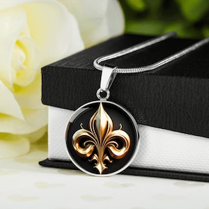 Collar de flor de lis personalizado, joyería de flor de lis grabada, collar de flores, San Nicolás