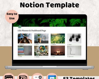 Notion Life Planner, All-in-One Digital Template, Aesthetic Notion Dashboard, ADHD-Friendly Planner, 2025, Calendar,Habit & Finance Tracker