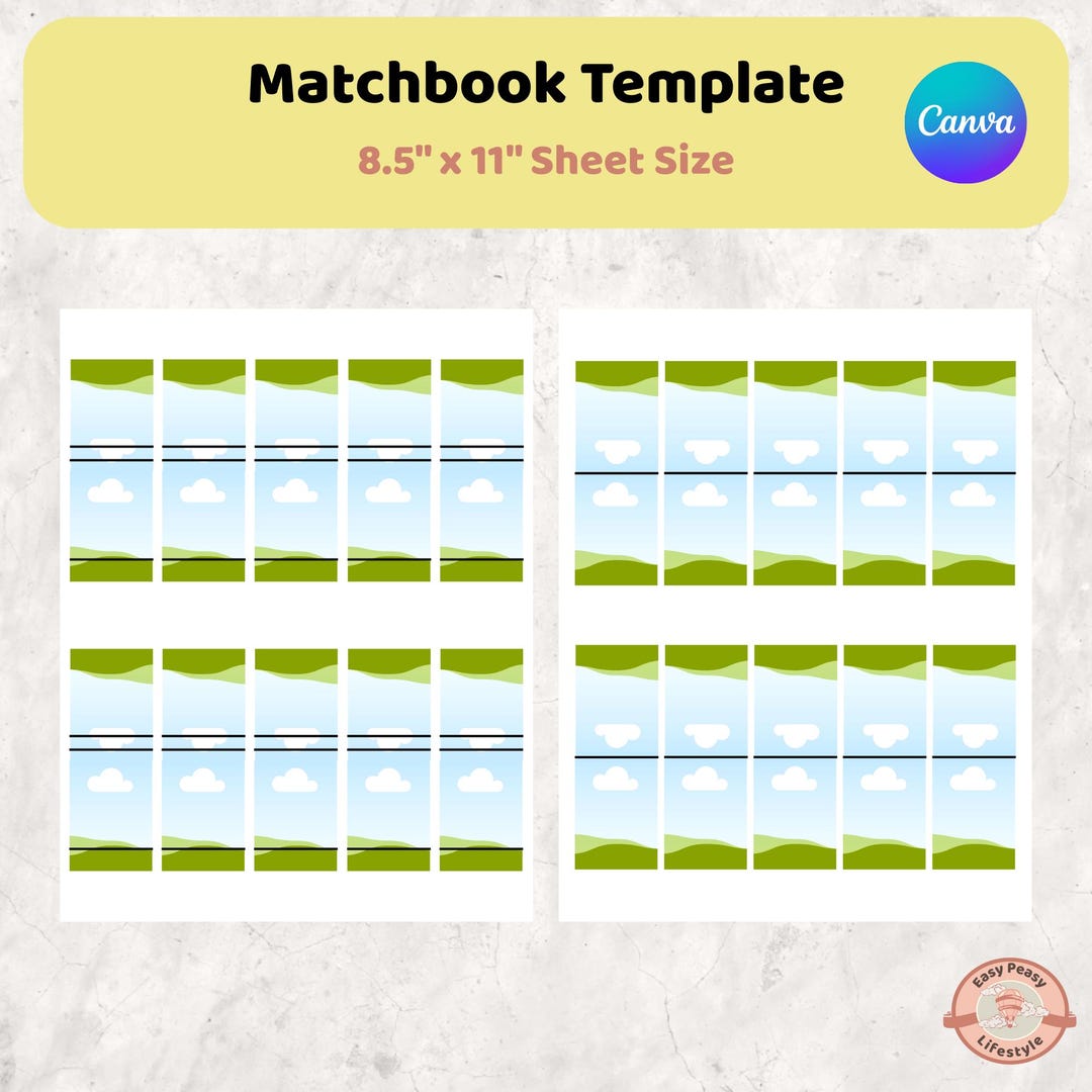 Matchbook Indesign Template Matchbook Editable Canva Template, Custom Printable Gift, DIY Wall Art ...