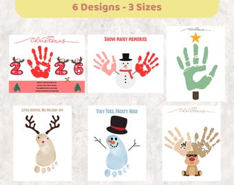 Christmas Handprint Keepsake, 6 Designs, Baby's First Christmas Gift, Grandparent Gift, Kids Craft Printable, 3 Sizes