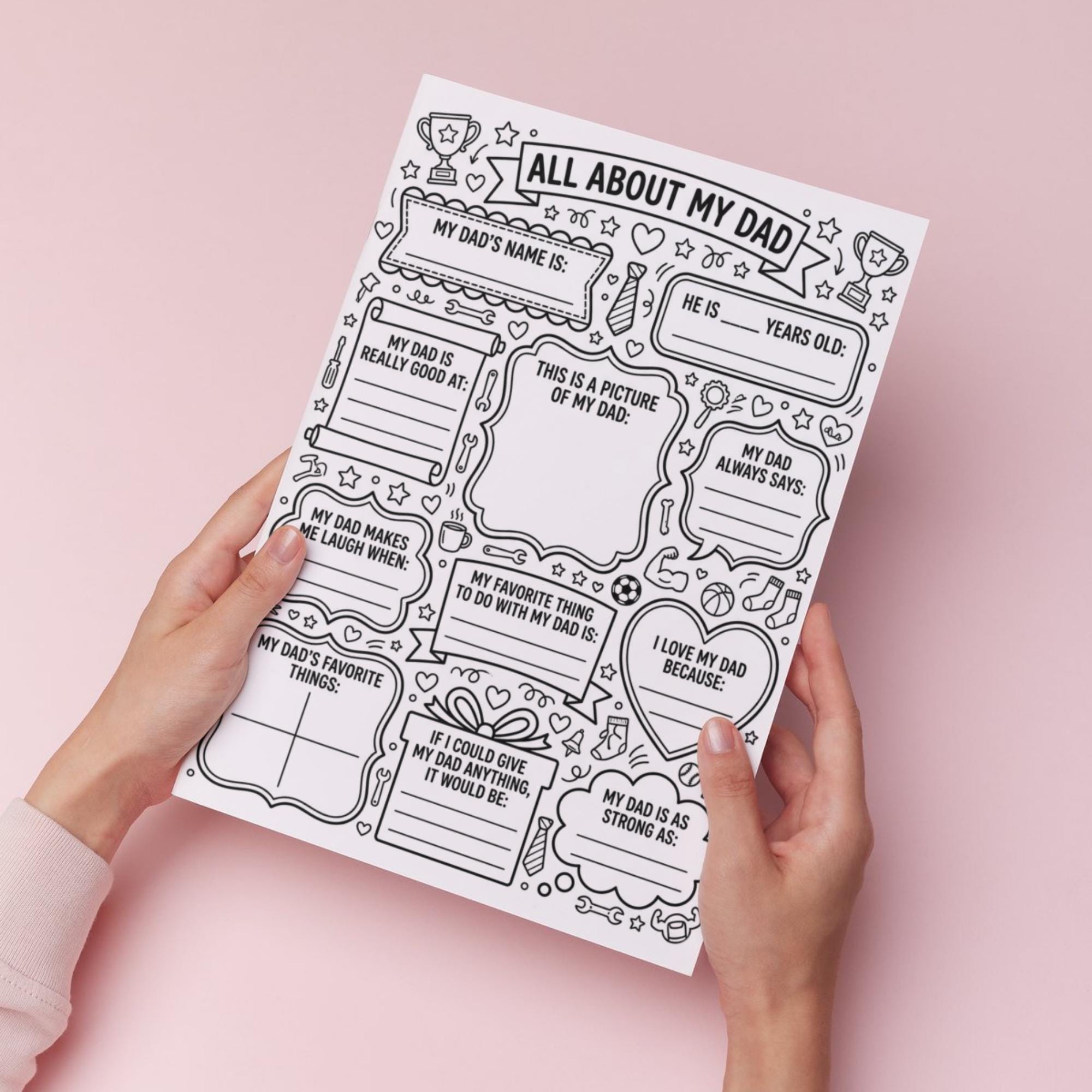 All About My Dad Printable, Father's Day Kids Activity Sheet, Fill in ...