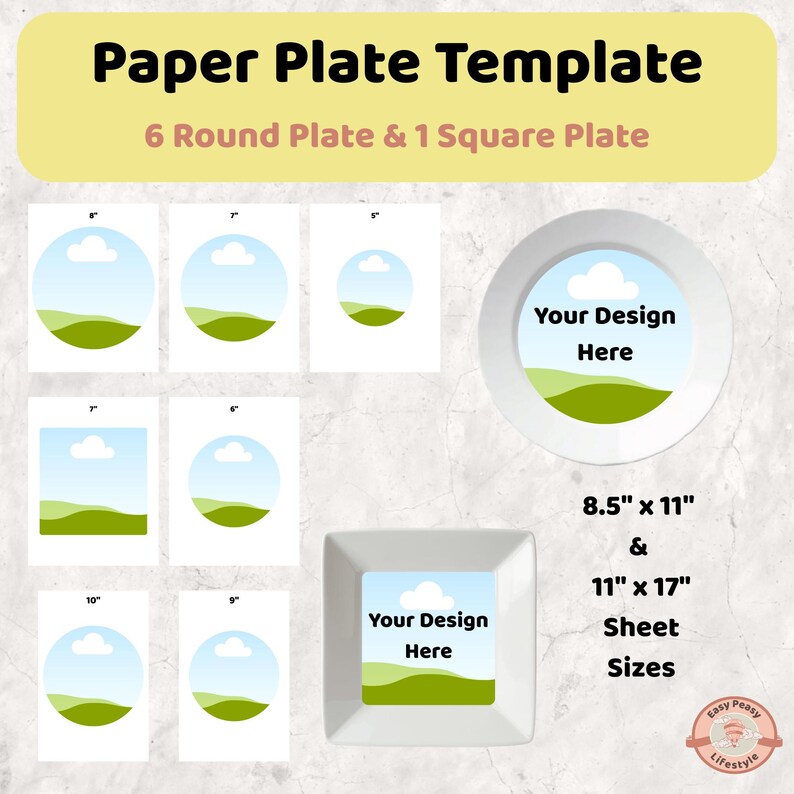 Paper Plate Template | Editable Charger Plate Mockup, Party Favor ...