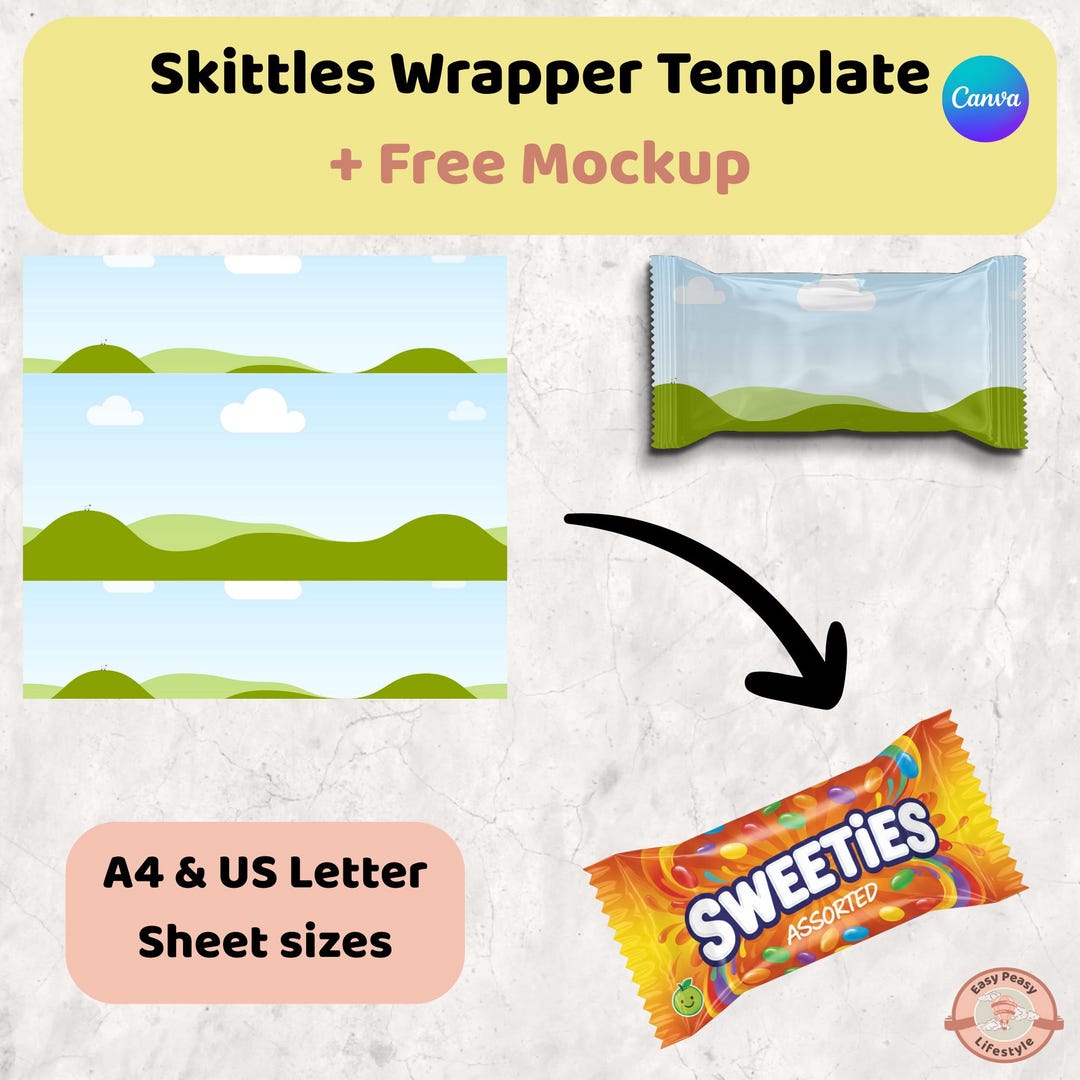 Skittles Wrapper Template, Custom Party Favor Labels (digital Download ...