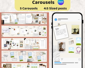 Bookstagram Canva Templates, nahtlose Karussell Posts (Digitaler Download)