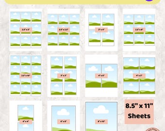 Photo Magnet Template Bundle, Editable Canva Magnet Collage Template, Printable Photo Magnet Layout, DIY Fridge Magnet Design