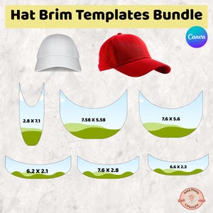 Paquete de plantillas para el borde de gorras: descarga digital personalizable, archivo SVG editable de Canva para gorras de camionero y de béisbol.