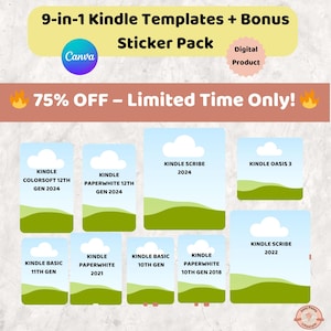 Kindle Insert Template – Customizable Canva Designs for Paperwhite, Basic, Scribe | DIY Kindle Skin Insert | Digital Download