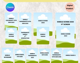 Kindle Insert Template For Clear Case Inserts, DIY Kindle Skin And Printable Paperwhite, Basic, Colorsoft & Scribe Designs