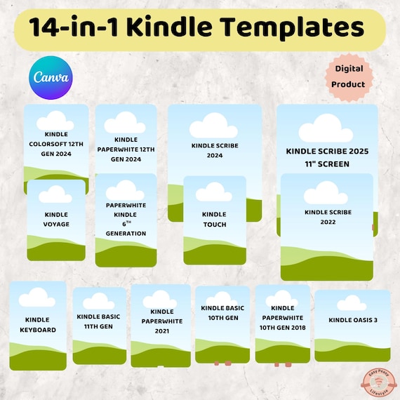 Kindle Insert Template For Clear Case Inserts, DIY Kindle Skin And Printable Paperwhite, Basic, Colorsoft & Scribe Designs