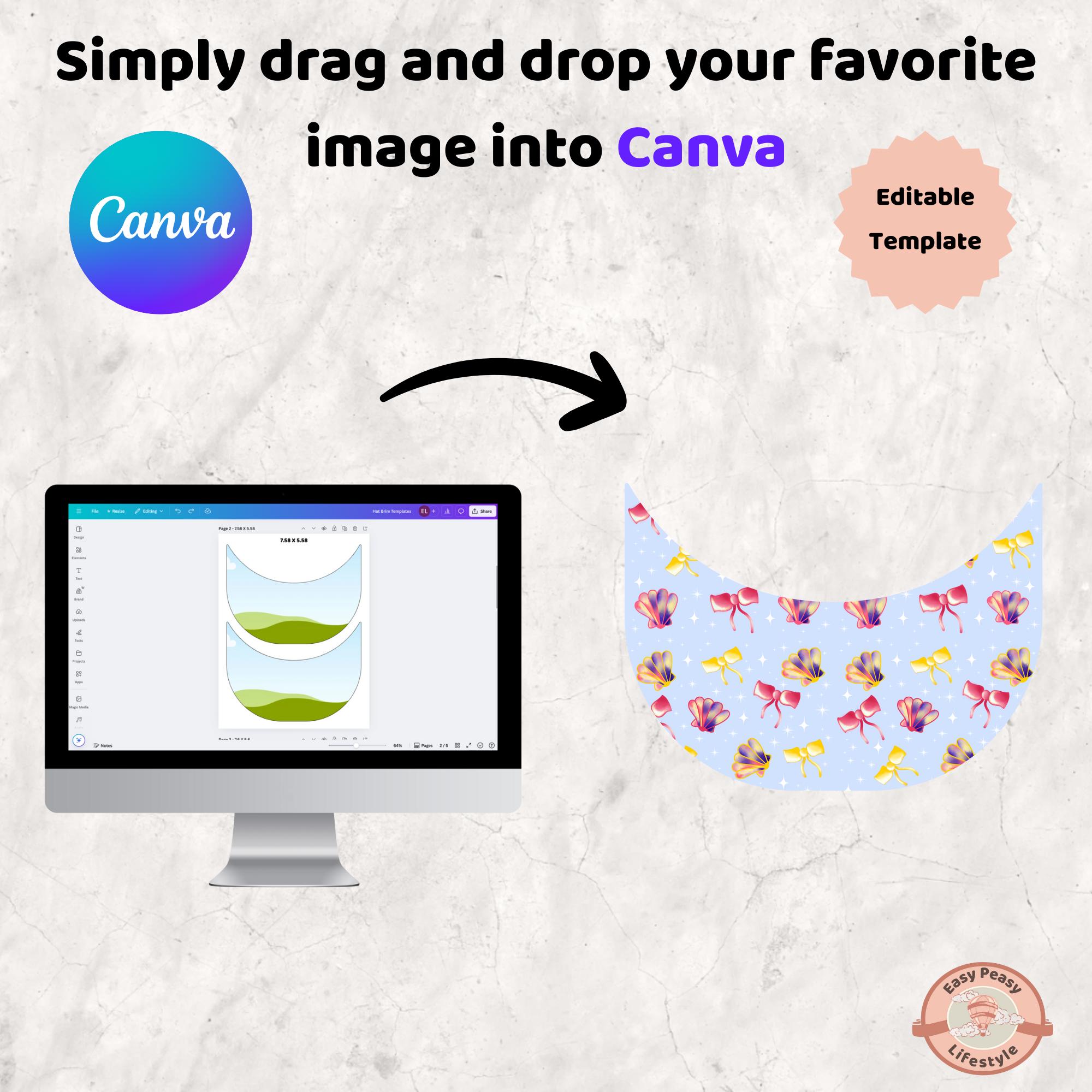 Hat Brim Template Bundle: Customizable Digital Download, Editable Canva ...