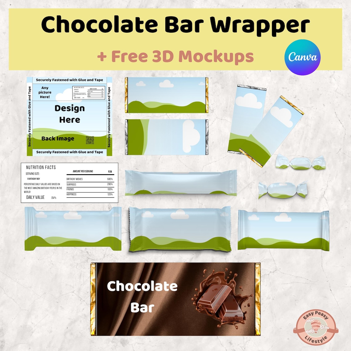 Chocolate Bar Template, Editable Candy Wrapper, Custom Party Favors ...