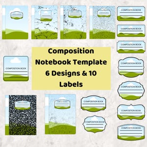 Composition Notebook Template, Editable Canva Notebook Covers, Back to School Digital Download, Customizable Designs