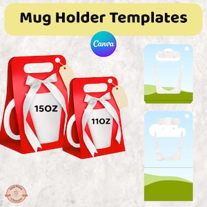 Modelo de caixa para caneca, design editável para Canva de 325ml/445ml (download digital)