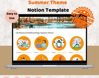 Notion Life Planner: Summer Theme, All-in-One Digital Dashboard (53 Templates)