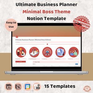 Notionビジネスプランナーテンプレート、Minimal Bossエディション、プロジェクト管理ダッシュボード、クライアントオーガナイザー、フリーランス向けデジタルプランナー