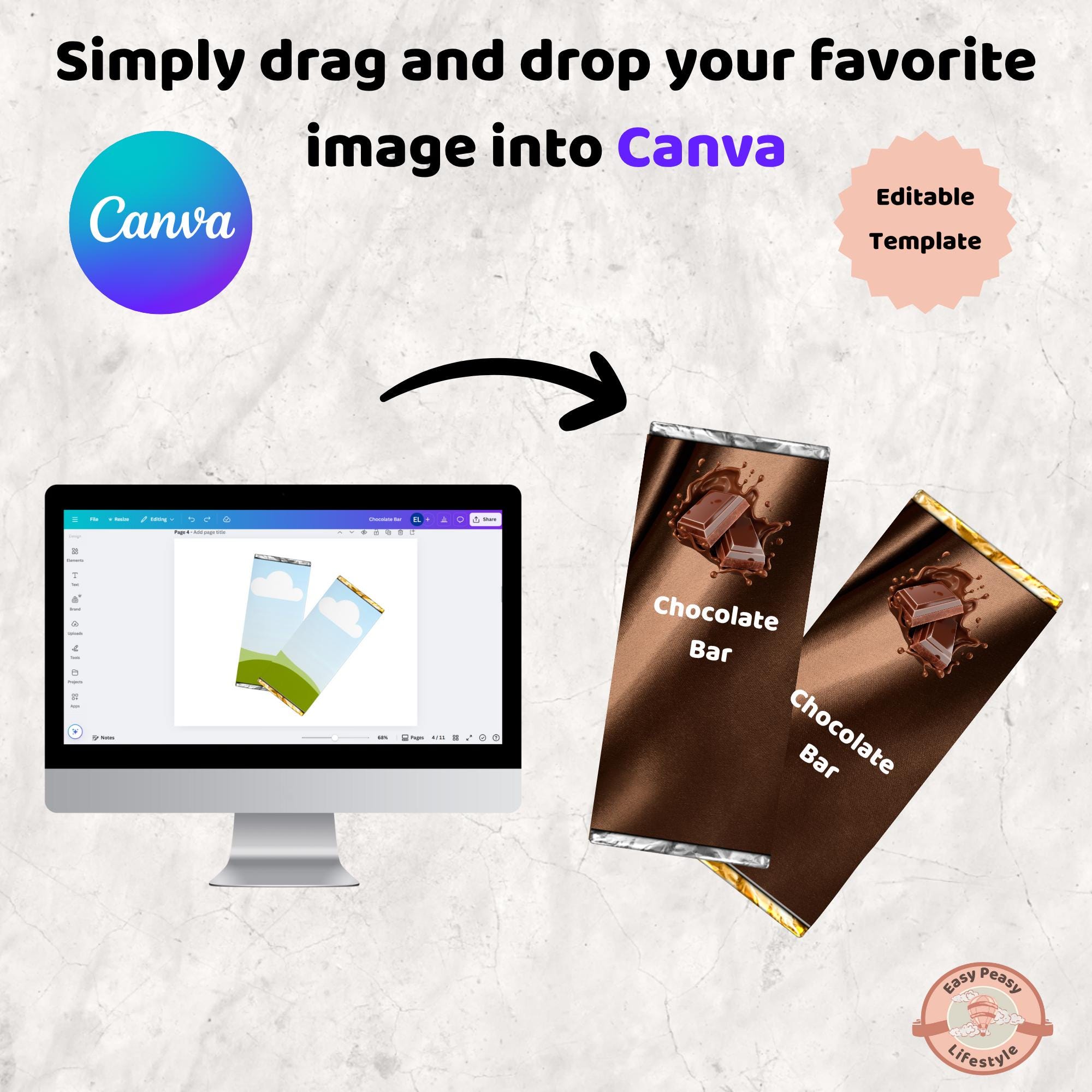 Chocolate Bar Template, Editable Candy Wrapper, Custom Party Favors ...