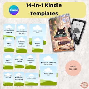Kindle-mallpaket för insticksprogram, passar Paperwhite, Basic, Scribe, Oasis med flera, redigerbar Canva-mall