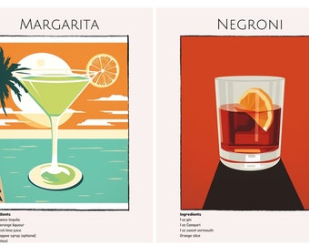 Minimalist Classic Cocktail Retro Posters | 20 Print Art | Cocktail Prints | Alcohol Prints | Digital Download PRINTABLE Gallery Wall Set