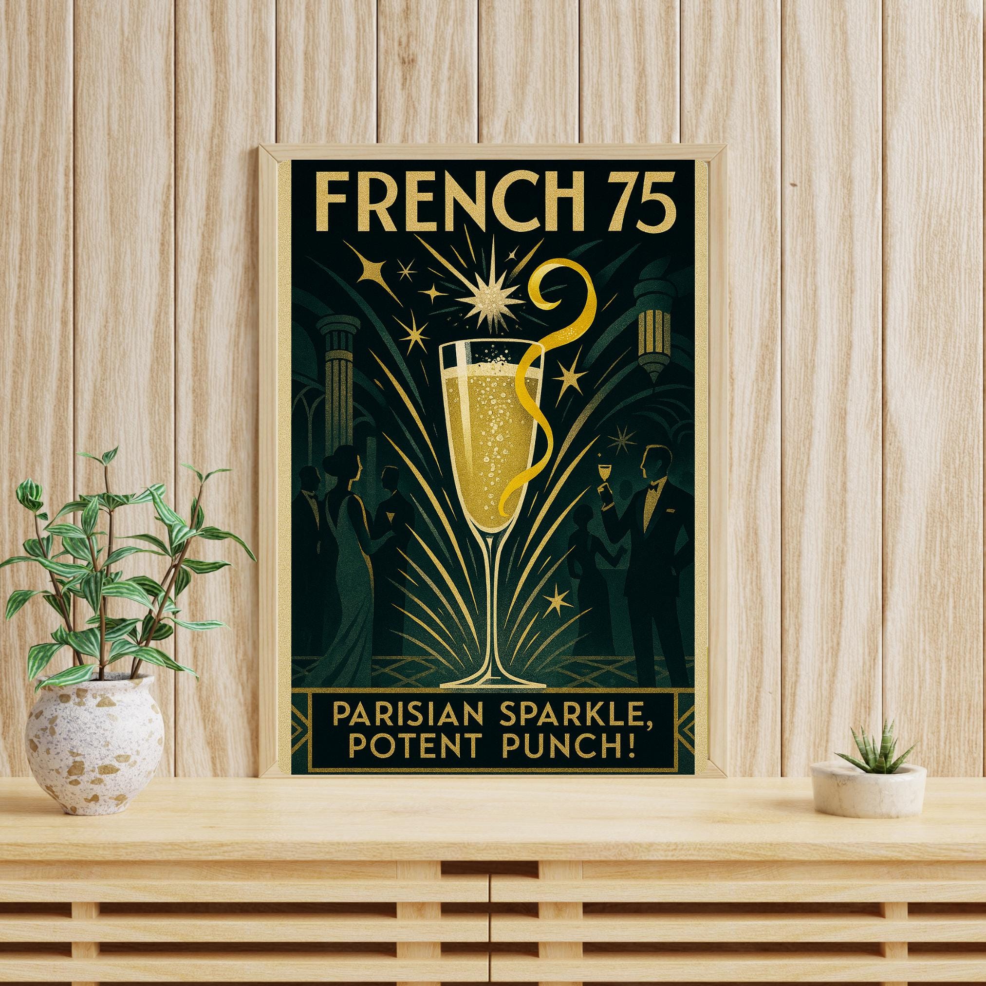French 75 Cocktail Vintage Poster: Parisian Bar Art Print - Etsy