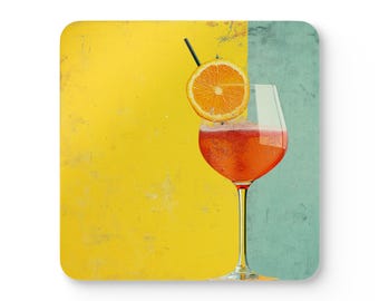Aperol Spritz Cocktailparty Korkuntersetzer | Lebendiges Bar Dekor | Set mit 4 Untersetzern