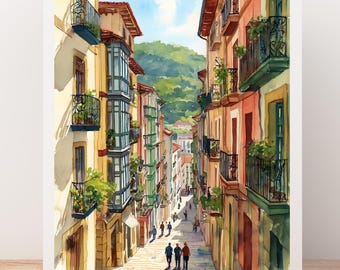 【真作】絵画　水彩　オックスフォードの街角　石造りの街並みに佇む人影　C117 il_340x270.7009425883_aj83.jpg