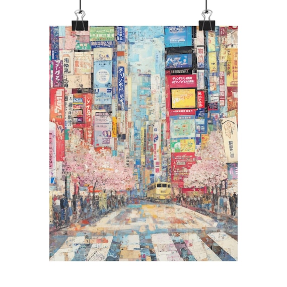 Shibuya Crossing Art Print: Tokyo Street Scene With Cherry