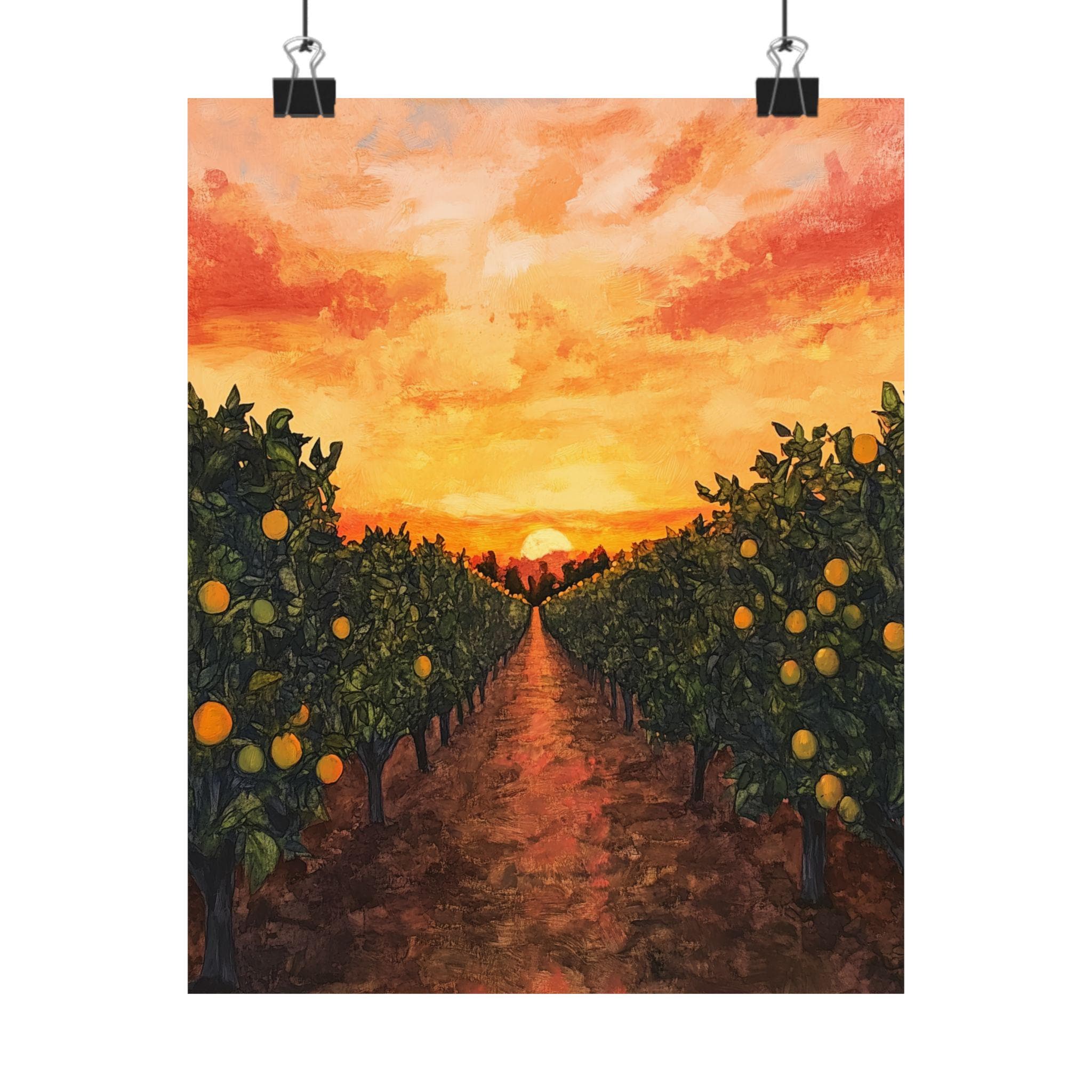 Citrus Orchard Sunset Print: Golden Hour Landscape Art - Etsy