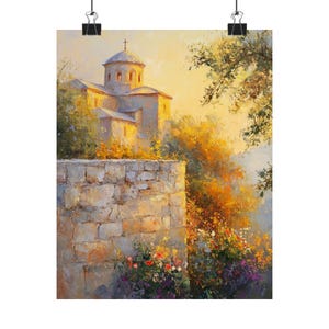 Mount Athos Print: Byzantine Monastery, Golden Hour Religious Art