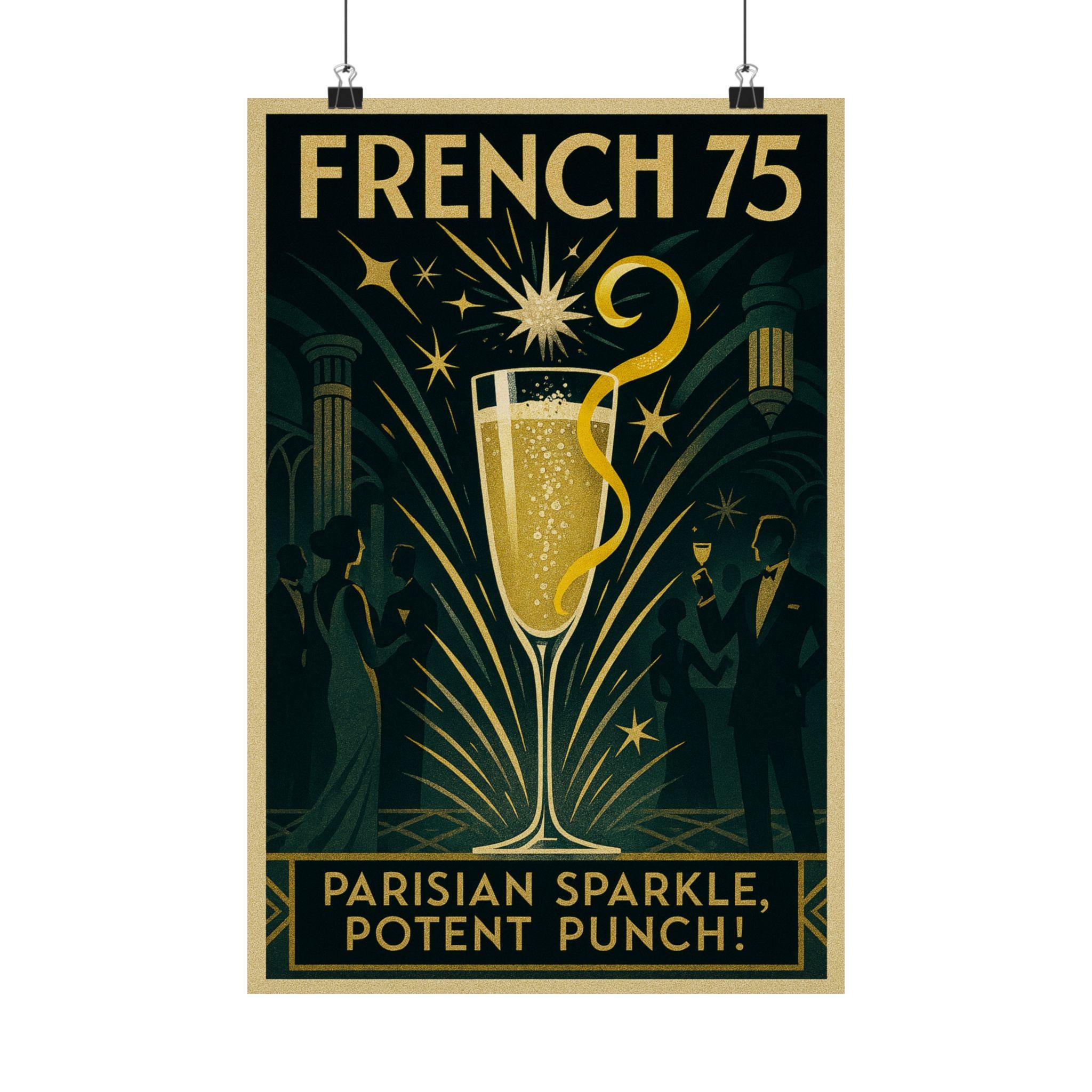 French 75 Cocktail Vintage Poster: Parisian Bar Art Print - Etsy