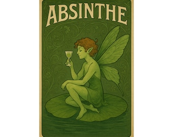 Art Nouveau Absinthe Fairy Art Print: Vintage Cocktail Culture Decor