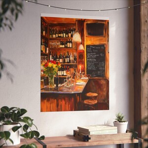 Parisian Wine Bar Art Print: Cozy French Bistro Scene image 10