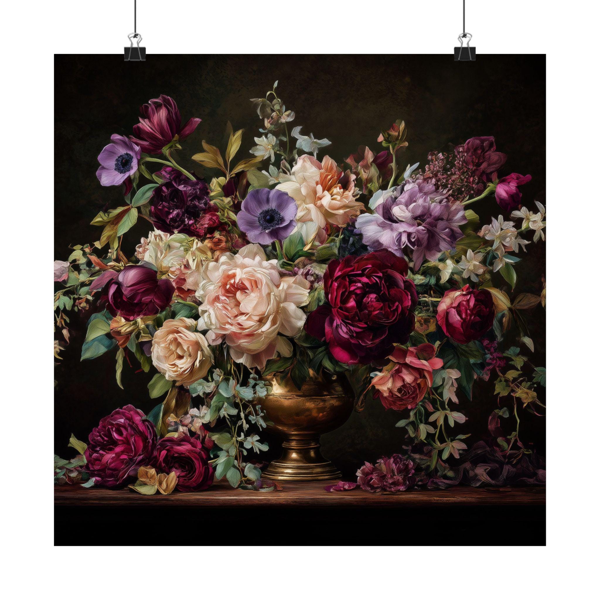 Dark Floral Still Life Art Print: Dutch Golden Age Botanical, Moody ...