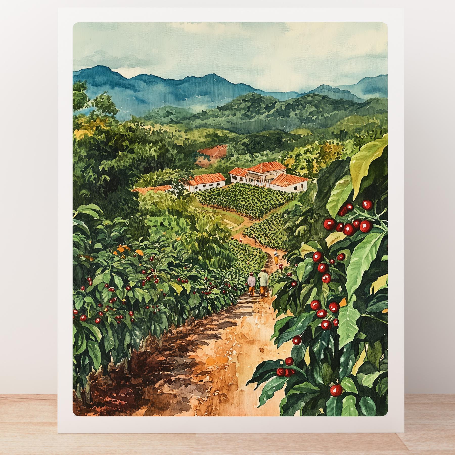 Guatemalan Coffee Plantation Art Print: Mountain Landscape