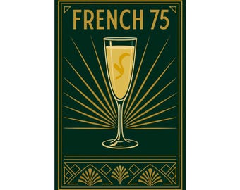 French 75 Art Print: Abstract Flapper Cocktail Bar Decor