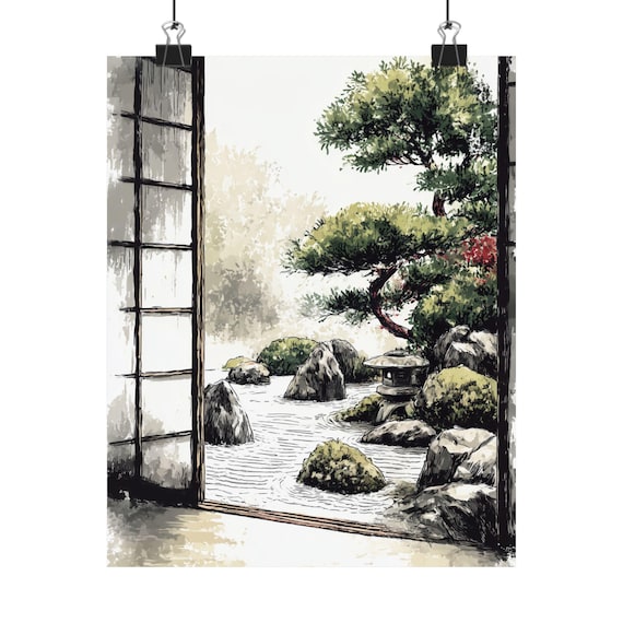 Japanese Zen Garden Art Print: Tranquil Asian Landscape - Etsy